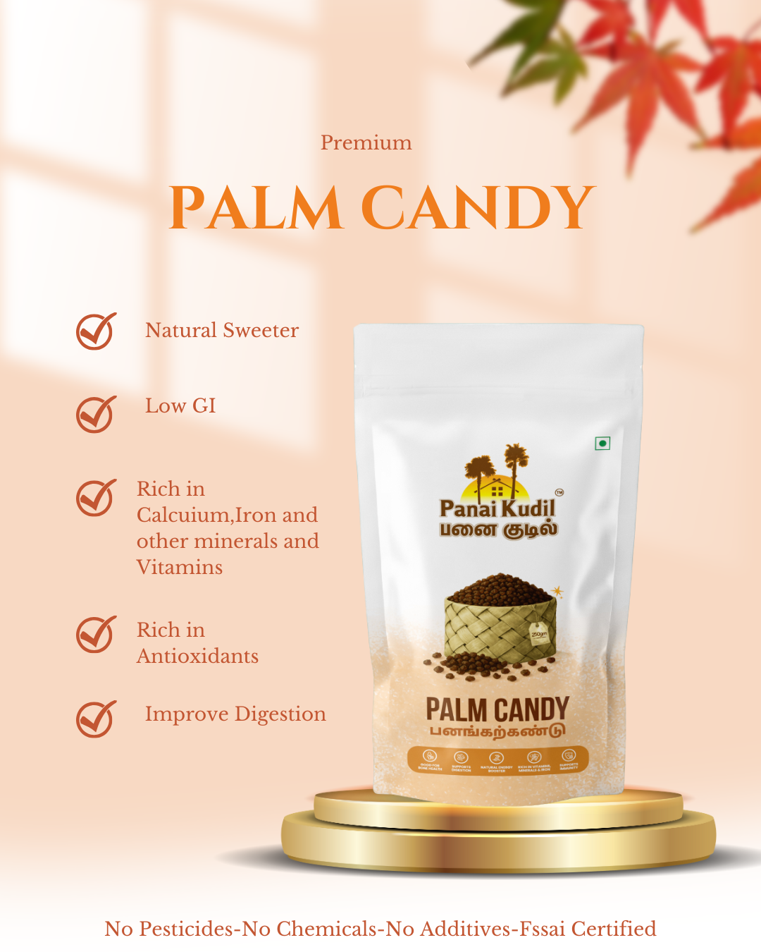 Natural Palm Candy | Panai Vellam Crystals | Unrefined Palm Sugar | Healthy Natural Sweetener