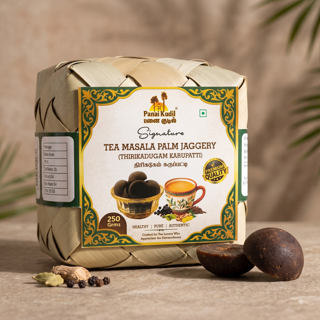 Tea Masala Karupatti (Tea Masala Palm Jaggery) 250g | Panai Kudil