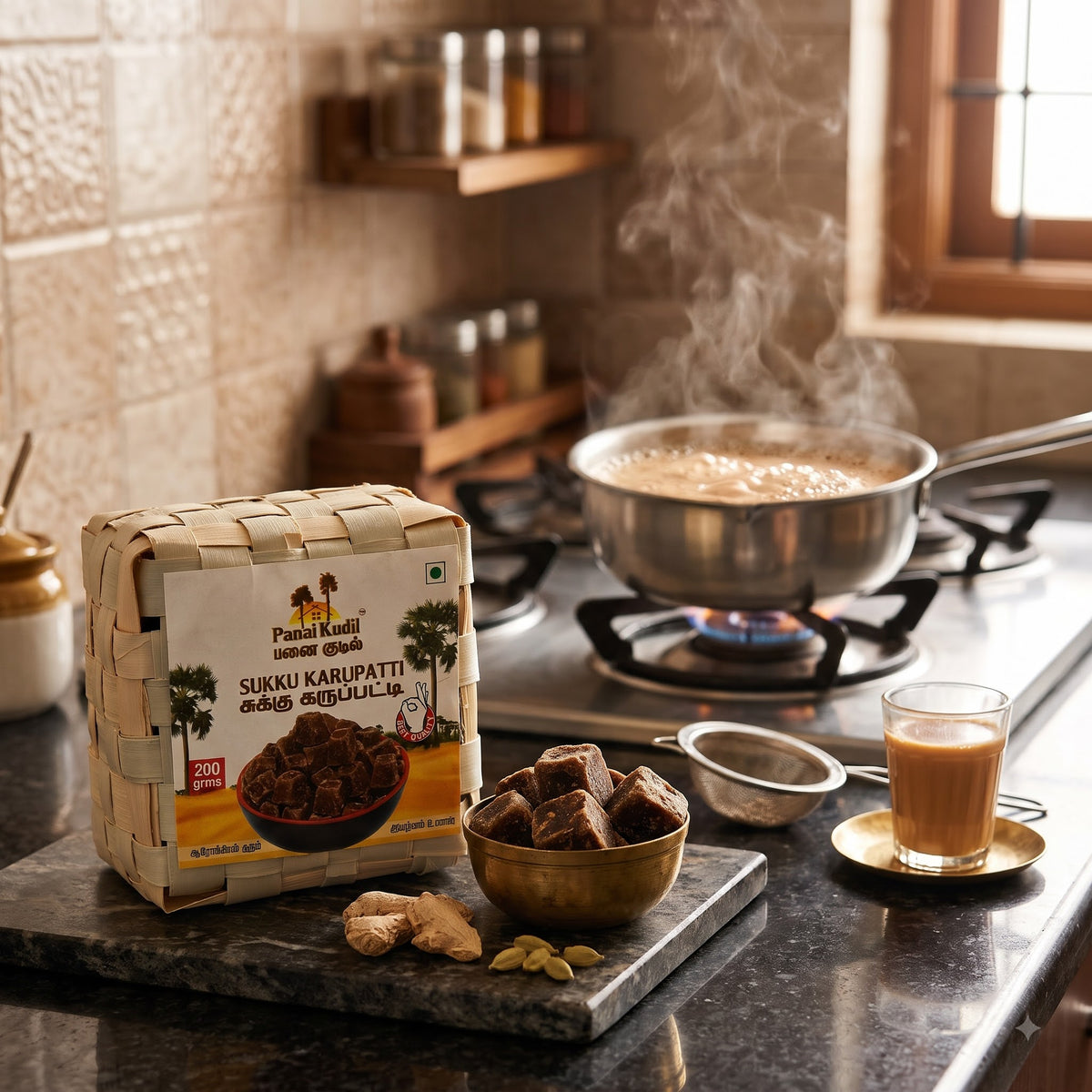 Sukku Karupatti 200 g – Spiced Dry Ginger Palm Jaggery